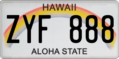 HI license plate ZYF888