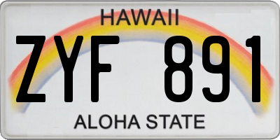 HI license plate ZYF891