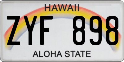 HI license plate ZYF898