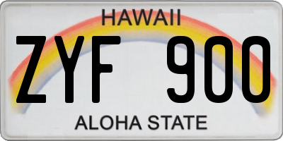 HI license plate ZYF900