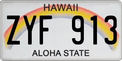 HI license plate ZYF913