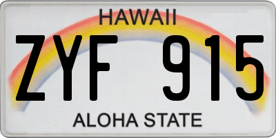 HI license plate ZYF915