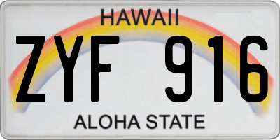 HI license plate ZYF916
