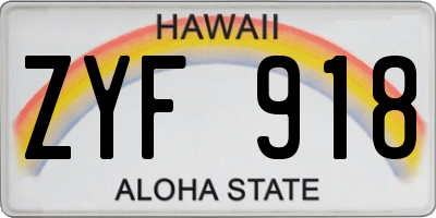 HI license plate ZYF918