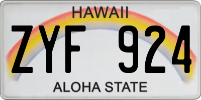HI license plate ZYF924