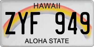 HI license plate ZYF949