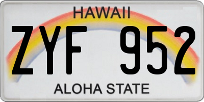 HI license plate ZYF952