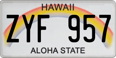 HI license plate ZYF957