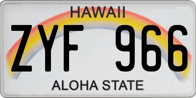 HI license plate ZYF966