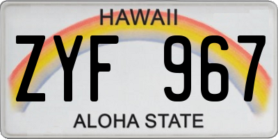 HI license plate ZYF967