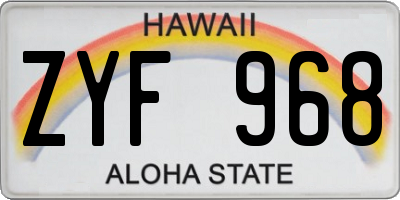HI license plate ZYF968