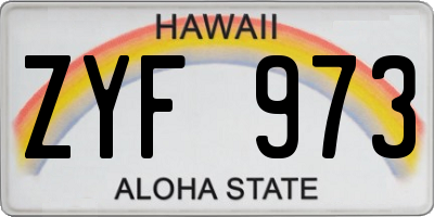 HI license plate ZYF973