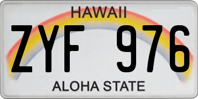 HI license plate ZYF976