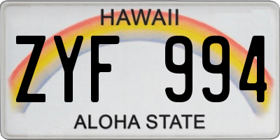 HI license plate ZYF994