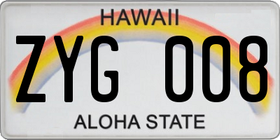HI license plate ZYG008