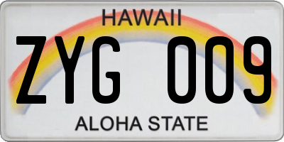HI license plate ZYG009