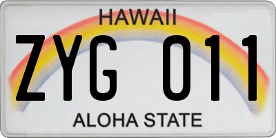 HI license plate ZYG011