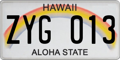 HI license plate ZYG013