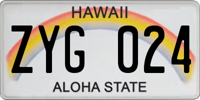 HI license plate ZYG024