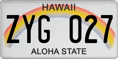 HI license plate ZYG027