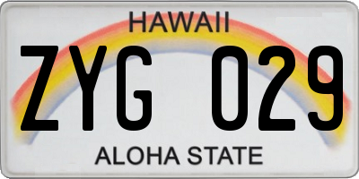 HI license plate ZYG029