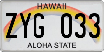 HI license plate ZYG033