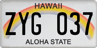 HI license plate ZYG037