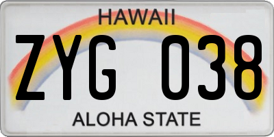 HI license plate ZYG038
