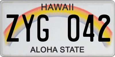 HI license plate ZYG042