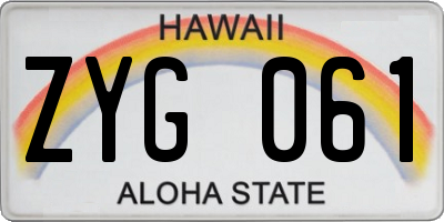 HI license plate ZYG061
