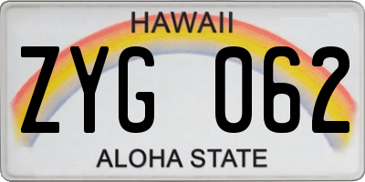 HI license plate ZYG062