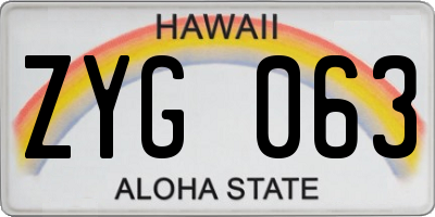 HI license plate ZYG063