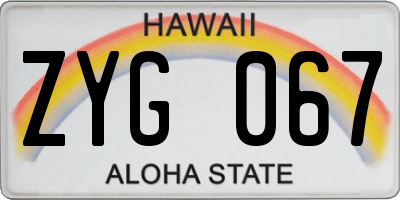 HI license plate ZYG067