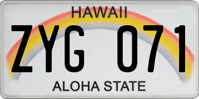HI license plate ZYG071