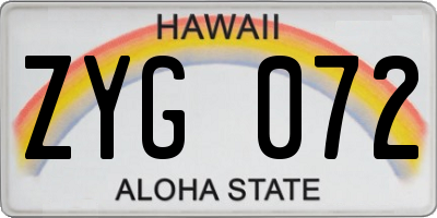 HI license plate ZYG072