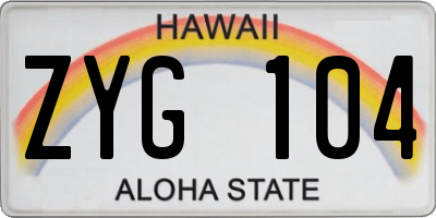 HI license plate ZYG104