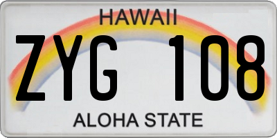 HI license plate ZYG108