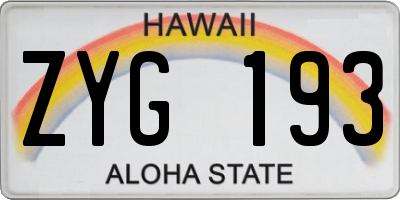 HI license plate ZYG193