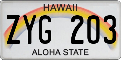 HI license plate ZYG203
