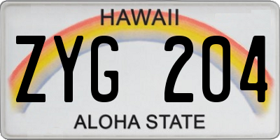 HI license plate ZYG204