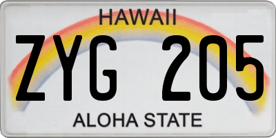 HI license plate ZYG205
