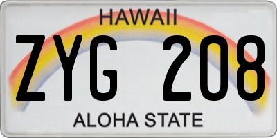 HI license plate ZYG208
