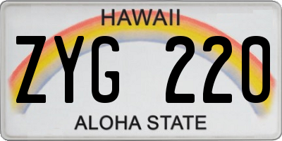 HI license plate ZYG220