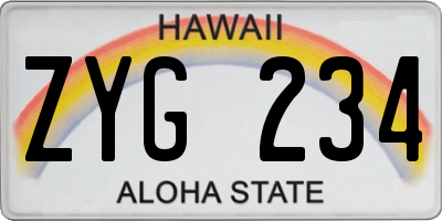 HI license plate ZYG234
