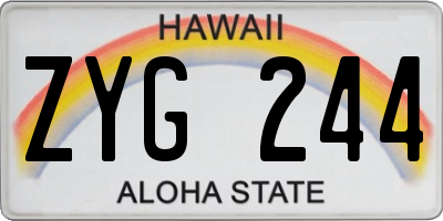 HI license plate ZYG244