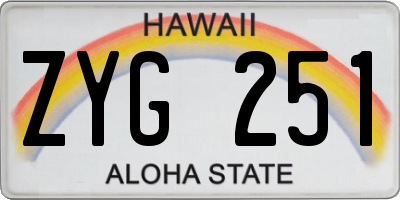 HI license plate ZYG251