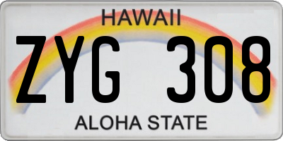 HI license plate ZYG308