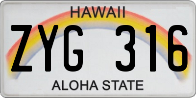 HI license plate ZYG316