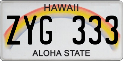 HI license plate ZYG333