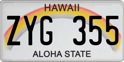 HI license plate ZYG355